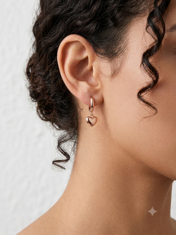 گوشواره حلقه ای آویز قلب ژوپینگ