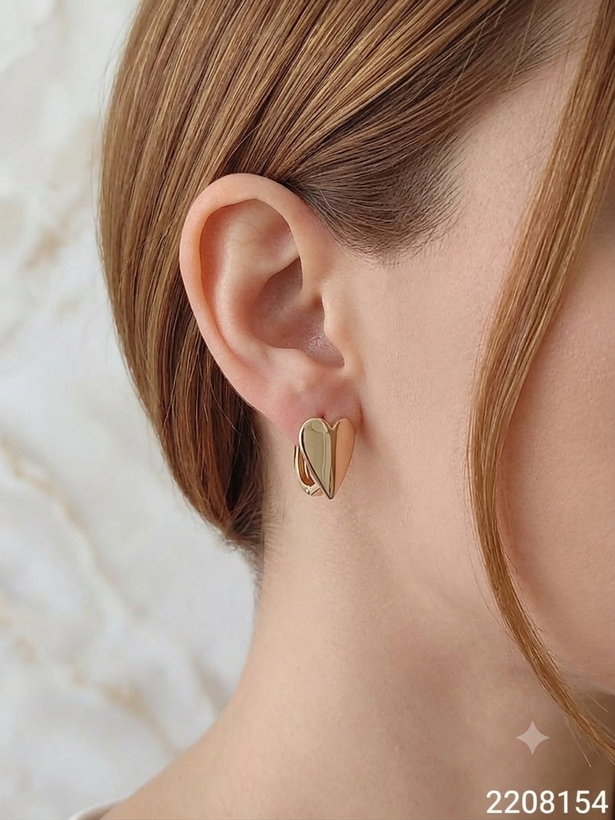 گوشواره قلب حلقه ای ژوپینگ روکش طلا و ضد حساسیت
